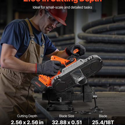 Akumuliatorinis juostinis pjūklas VEVOR BW2110, 65 mm pjovimo gylis