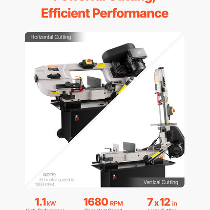 Juostinės metalo pjovimo staklės VEVOR BS-712N, 1.1 kW