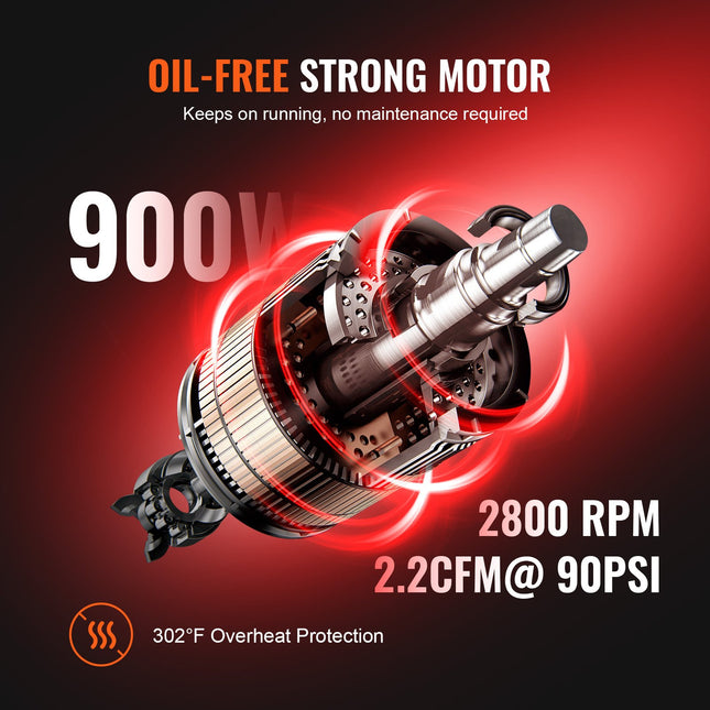 Oro kompresorius VEVOR 7.9 L, 900 W