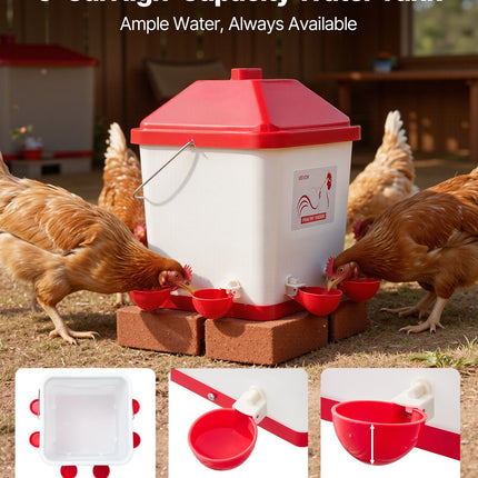 Automatinė lesyklėlė ir girdykla naminiams paukščiams VEVOR 5GAL F+D, 19 L / 18,14 kg