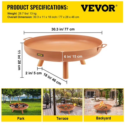 Lauko laužavietė VEVOR VV-FPB-30BN, 77 cm skersmens