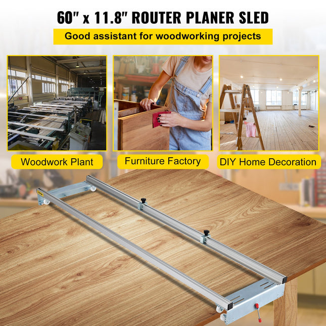 Frezavimo staklių kreipiančioji VEVOR Planing Sled 60 in, 152,4 cm plotis