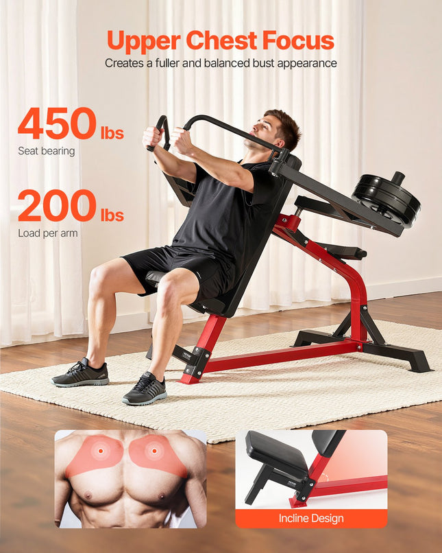 Krūtinės ir nugaros raumenų treniruoklis VEVOR HM2908, 204 kg apkrova