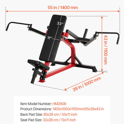 Krūtinės ir nugaros raumenų treniruoklis VEVOR HM2908, 204 kg apkrova