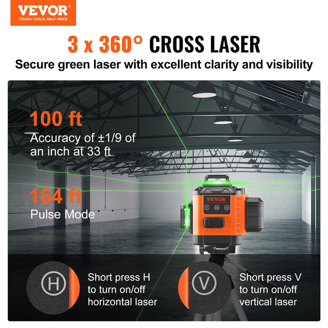 Lazerinis nivelyras VEVOR CM03, 30 m veikimo nuotolis
