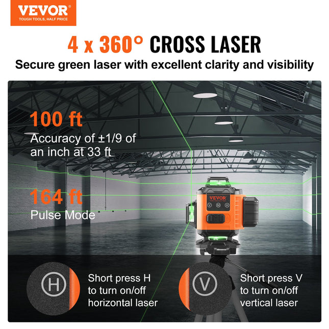 Lazerinis nivelyras VEVOR CM04, 30 m veikimo atstumas