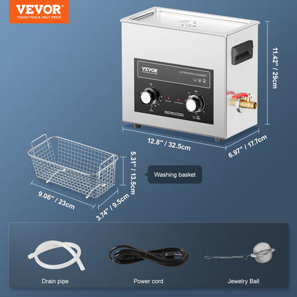 Ultragarsinė valyklė VEVOR TH-30AXN, 6 l talpa