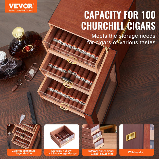 Cigarų humidorius VEVOR HCAG150D, 100-150 cigarų