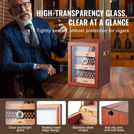 Cigarų humidorius VEVOR HCAG150D, 100-150 cigarų