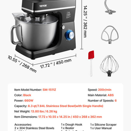 Virtuvinis kombainas VEVOR SM-1511Z, 1400W