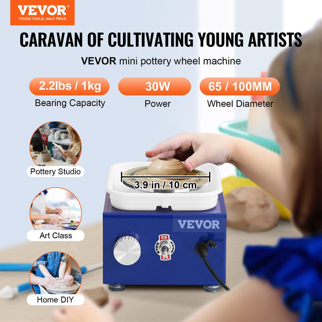 Miniatiūrinės žiedimo staklės VEVOR Mini Ceramic Wheel, 30W