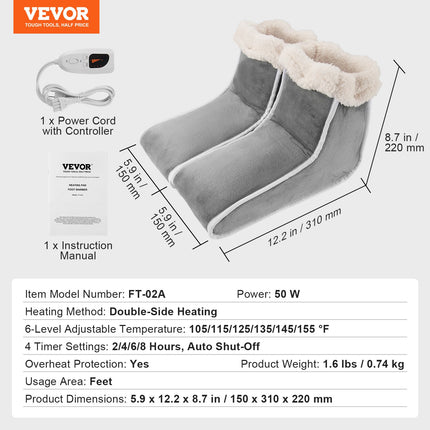 Elektrinis kojų šildytuvas VEVOR FT-02A, 50 W