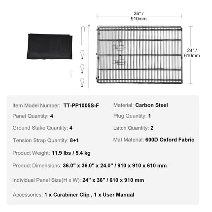 Šunų aptvaras VEVOR TT-PP1005S-F, 4 dalys 61x91 cm