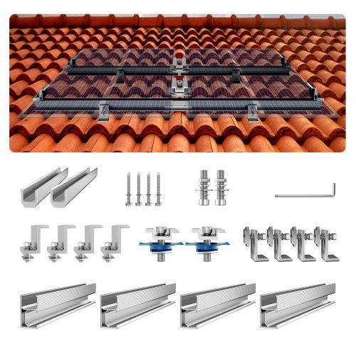 Saulės kolektorių tvirtinimo laikikliai VEVOR SF-SS-SKU8, 4 vnt. 760 mm bėgeliai