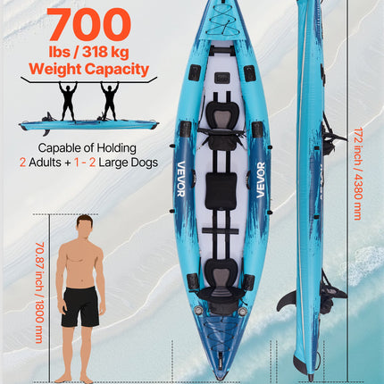 Pripučiama baidarė VEVOR UP-KAYAK-08, 318 kg keliamoji galia