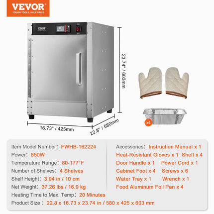 Maisto šildymo vitrina VEVOR FWHB-162224, 850 W