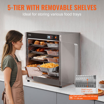 Maisto šildymo vitrina VEVOR FWHB-400*600-5, 5 lentynos, 850W