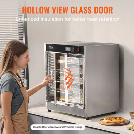 Maisto šildymo vitrina VEVOR FWHB-400*600-5, 5 lentynos, 850W