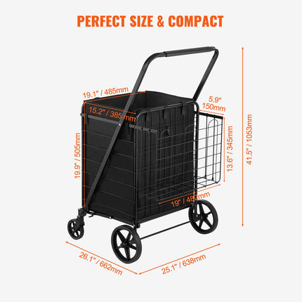 Sulankstomas pirkinių vežimėlis VEVOR ZZ 509-7, 150 kg keliamoji galia