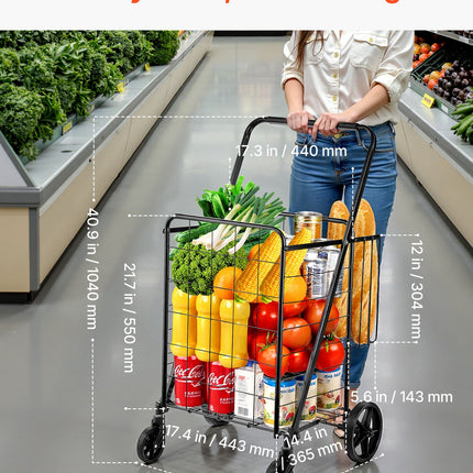 Sulankstomas pirkinių vežimėlis VEVOR ZZ 507, 50 kg keliamoji galia