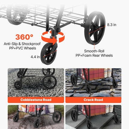 Sulankstomas pirkinių vežimėlis VEVOR ZZ 507, 50 kg keliamoji galia