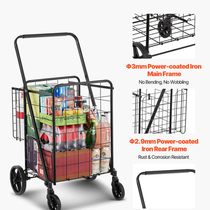 Sulankstomas pirkinių vežimėlis VEVOR ZZ 507, 50 kg keliamoji galia