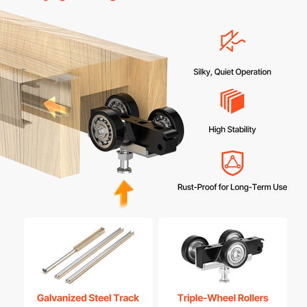 Stumdomų durų į sieną rėmo komplektas VEVOR XC39B-30, 610-762 mm pločiui