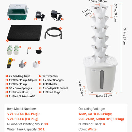 Hidroponinė auginimo sistema VEVOR VV1-6C-EU, 30 vietų augalams