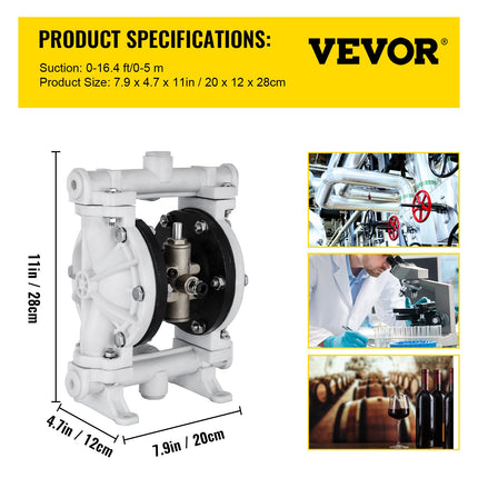 Pneumatinis membraninis siurblys VEVOR QBY-15PP, 9,46 l/min