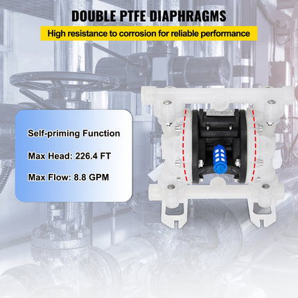 Pneumatinis membraninis siurblys VEVOR QBY4-15, 100 PSI