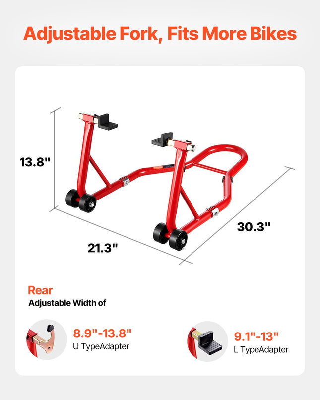 Motociklo galinio rato stovas VEVOR TD-003-05R, 385 kg keliamoji galia