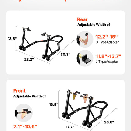 Motociklo pakėlėjų komplektas VEVOR TD-003-05WFR, 500 kg keliamoji galia