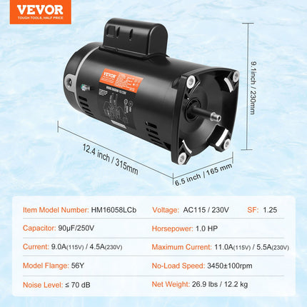 Baseino siurblio variklis VEVOR HM16058LCb, 1 AG