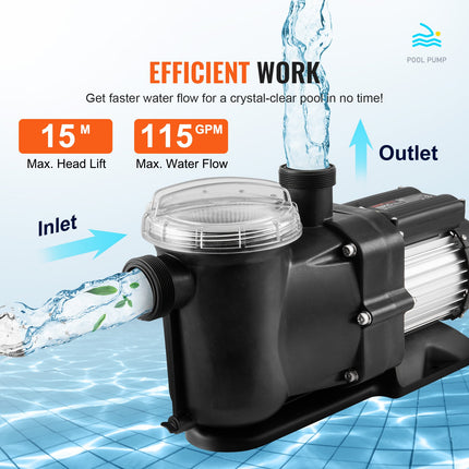 Antžeminių baseinų siurblys VEVOR HT777, 1500W (2 AG)