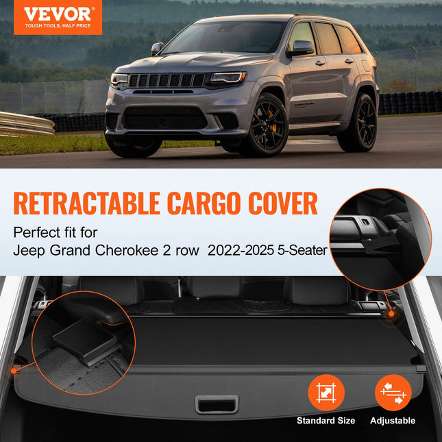 Bagažinės uždangalas VEVOR Jeep Grand Cherokee (2022-2025), ištraukiamas