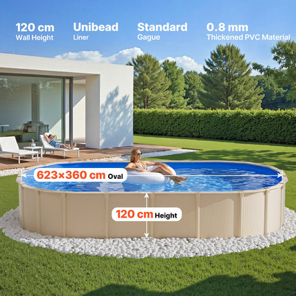 Ovalus baseino įdėklas VEVOR 623X360X120X0.8, 360 x 623 cm