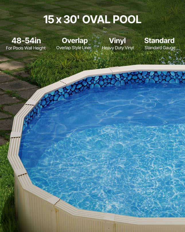 Ovalus baseino įdėklas VEVOR 15X30X54X0.32, 4,57 x 9,14 m