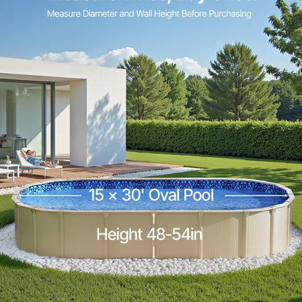 Ovalus baseino įdėklas VEVOR 15X30X54X0.32, 4,57 x 9,14 m