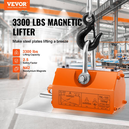 Magnetinis keltuvas VEVOR PML-1500, 1500 kg keliamoji galia