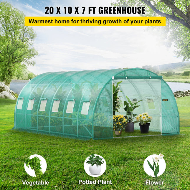 Šiltnamis tunelis VEVOR VV-TG-12107GREEN, 6,1 x 3 x 2,1 m