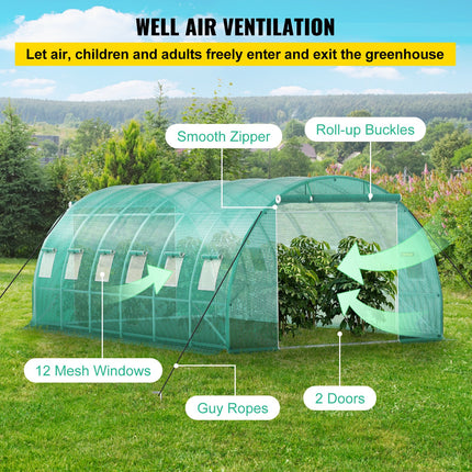 Šiltnamis tunelis VEVOR VV-TG-12107GREEN, 6,1 x 3 x 2,1 m