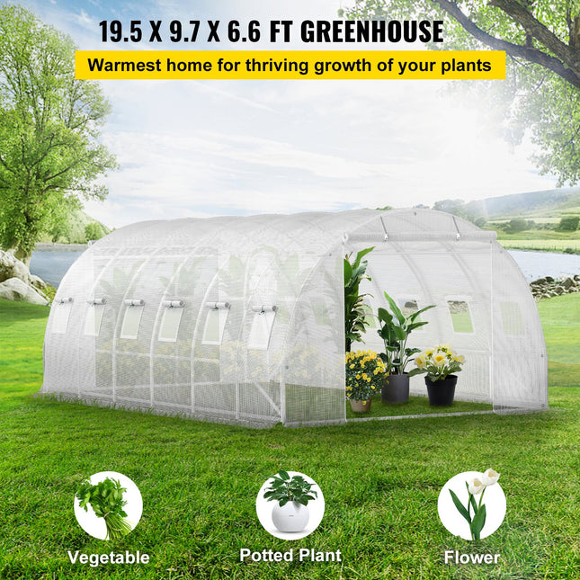 Šiltnamis tunelinis VEVOR VV-TG-12107WHITE, 6.1 x 3 x 2.1 m