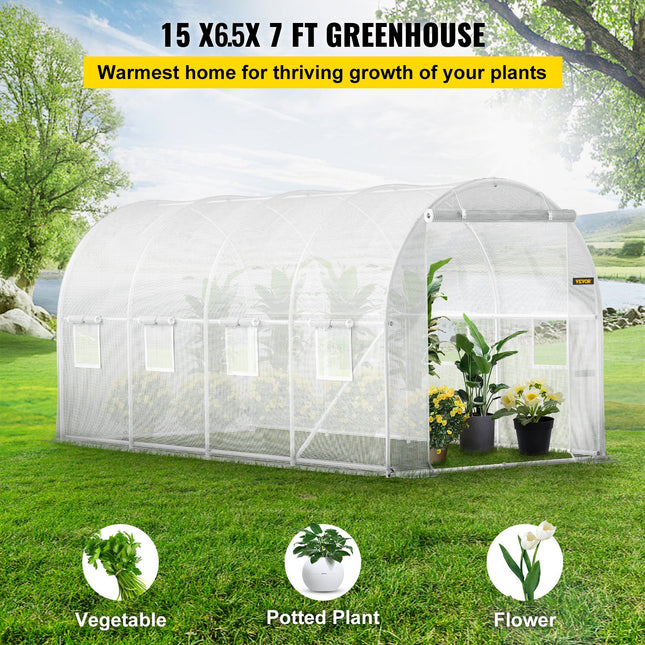 Šiltnamis tunelis VEVOR VV-TG-1577WHITE, 4,6 x 2 x 2,1 m