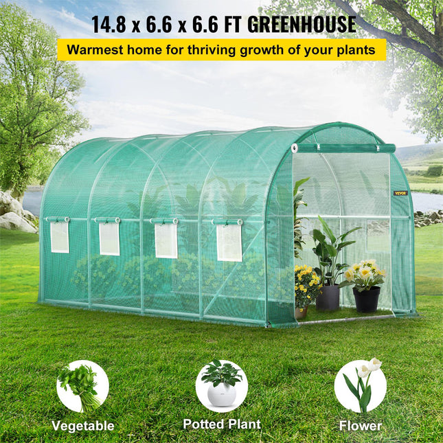 Šiltnamis tunelinis VEVOR VV-TG-1577GREEN, 4,5 x 2 x 2 m