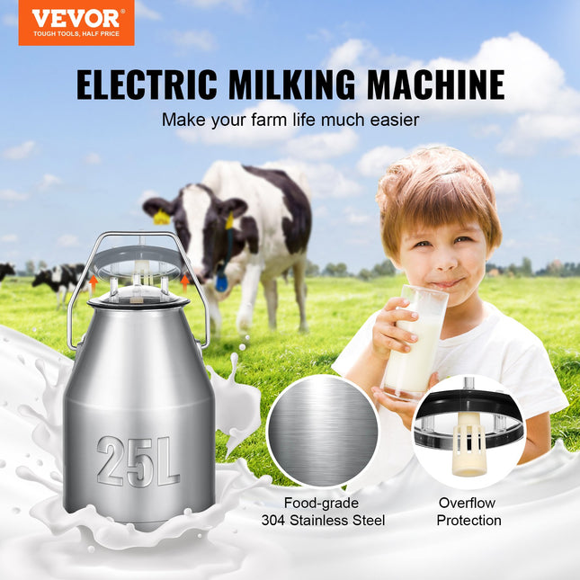 Elektrinė karvių melžimo mašina VEVOR 9JYZ-1, 25 l