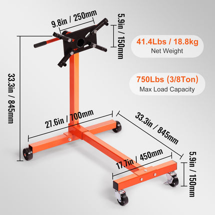 Variklio stendas VEVOR 340 kg, H formos pagrindas