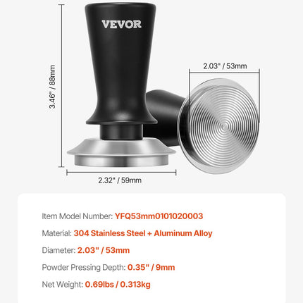 Kavos grūstuvas (tamperis) VEVOR YFQ53mm0101020003, 53 mm