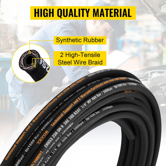 Hidraulinė žarna VEVOR 1/4" x 100 ft, 5800 PSI
