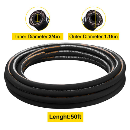 Hidraulinė žarna VEVOR 3/4 colio x 15,2 m, 3120 PSI