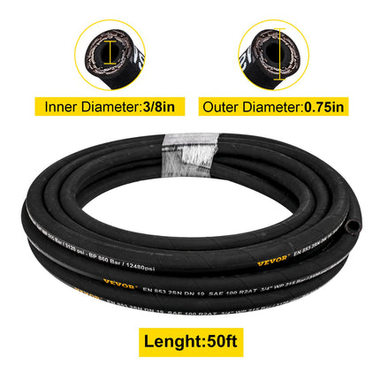 Hidraulinė žarna VEVOR 3/8 colio x 15,2 m, 5000 PSI